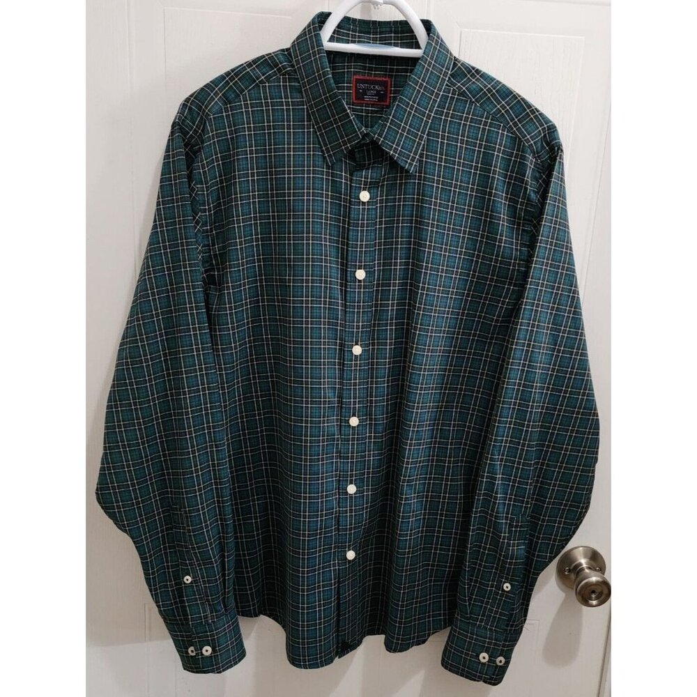 UNTUCKit Norante Green Plaid Slim Fit Long Sleeve‎ Button Up Shirt Size Large